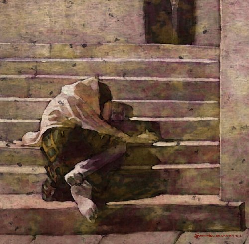 오진국의 그림 '노숙자'