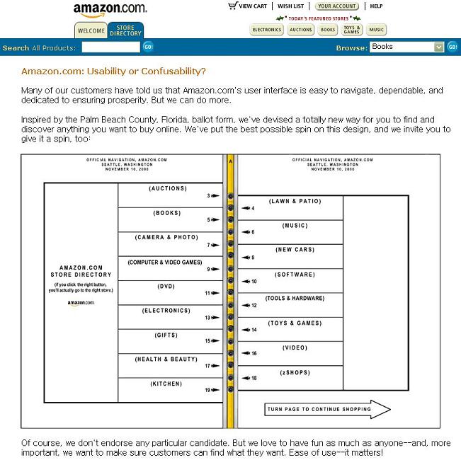 Amazon.com joking on Florida 2000 Election