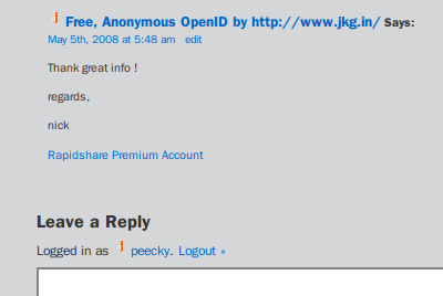 OpenID spam comment