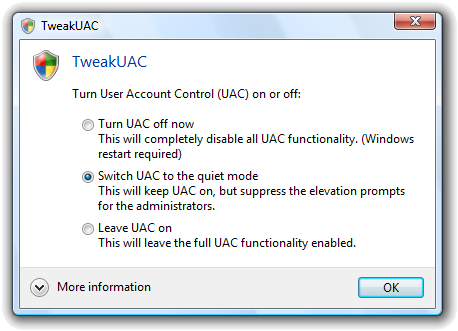 Tweak UAC Window