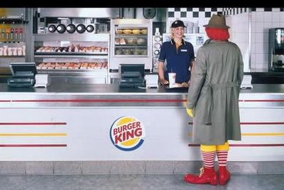 Ronald McDonald ordering at Burger King