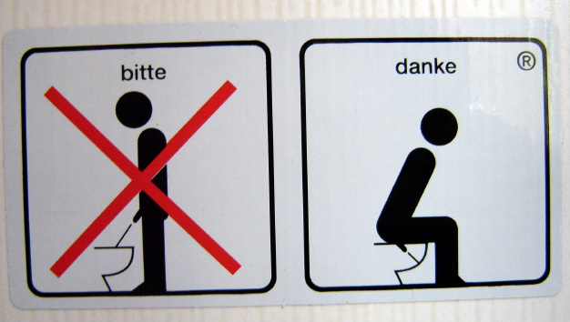 Shit-to-Pee sign in German restroom