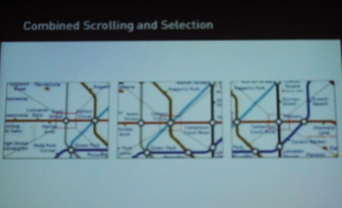 Combined Scrolling and Selection, from Sony's Gummi Prototype, CHI 2004 Presentation