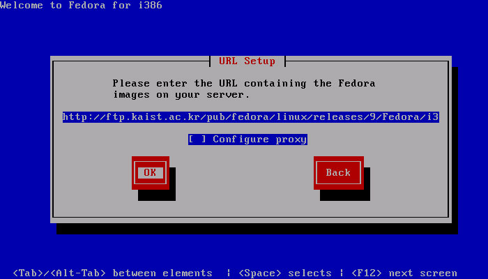Fedora Core 9 - 네트워크를 이용한 설치