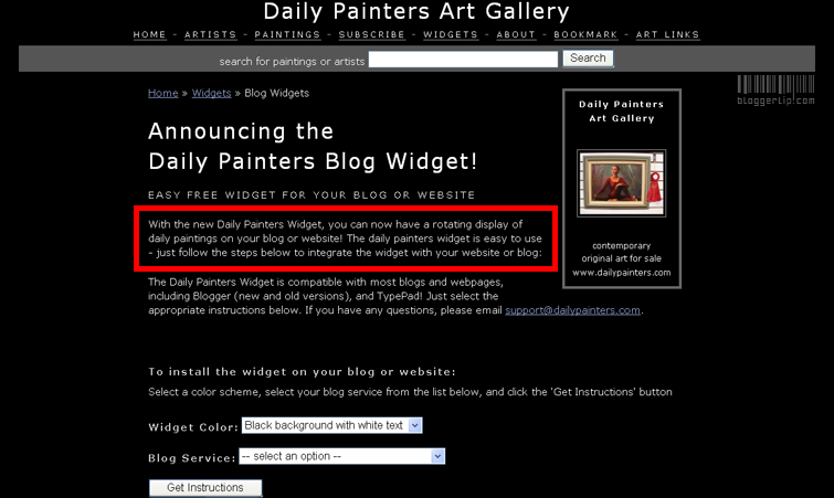 Daily Painters Widget