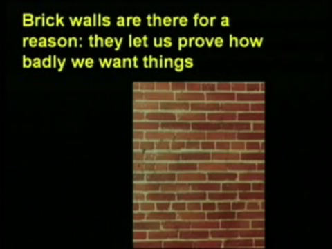 Brick walls are there for a reason: they let us prove how badly we want things.