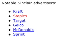 Notable Sinclair advertisers