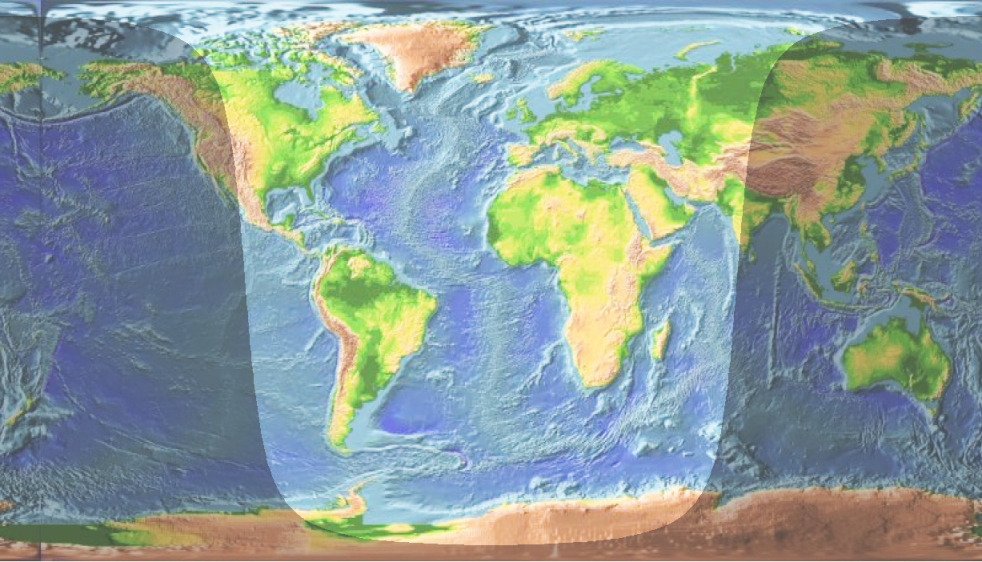 World atlas with daylight indication