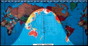 World atlas with daylight indication - during winter