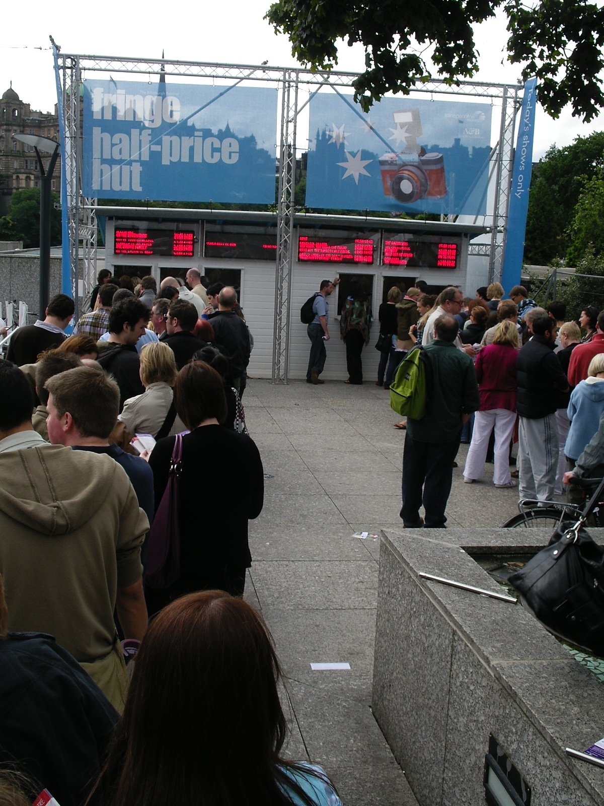 Queue for the Fringe - Half-price Hut