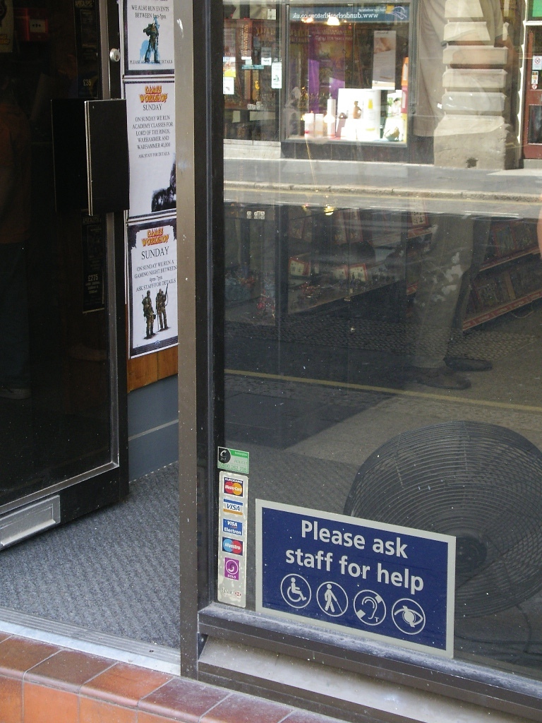 Sign for Diabled Person on Small, Small Store