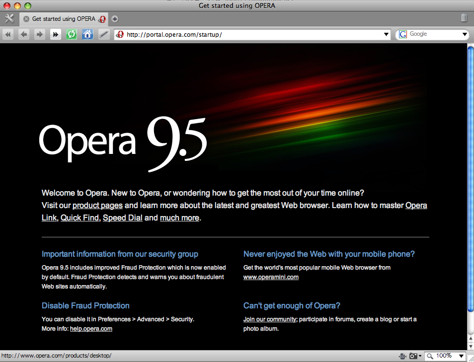 Opera 9.5 on MacOSX