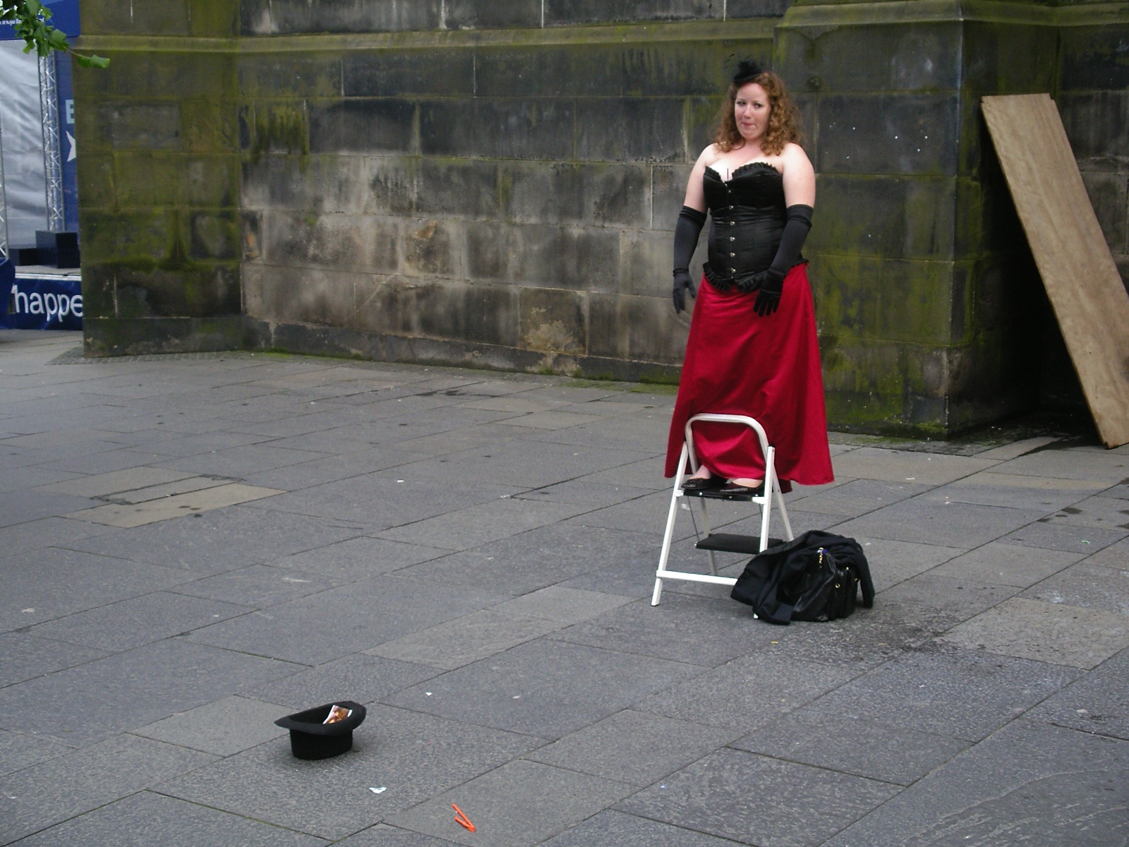 Opera singer on the street, Edinburgh, in Fringe Festival
