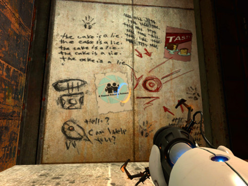 The Cake is a Lie - in screenshot of video game <Portal>