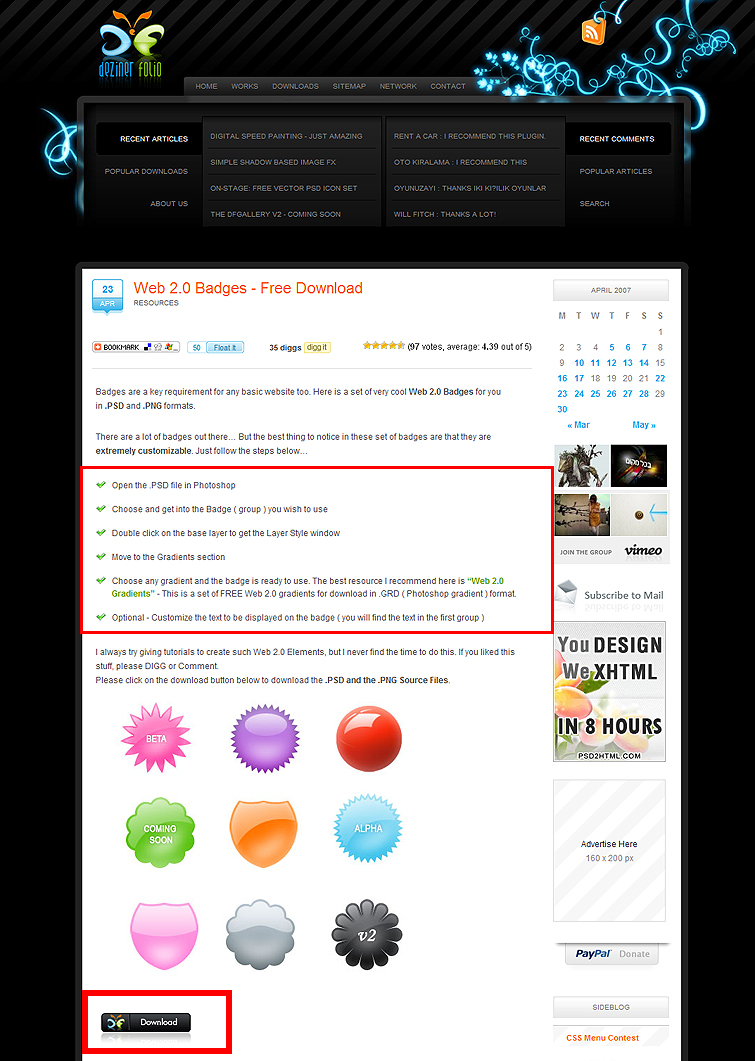 Designer Folio Web 2.0 Badges