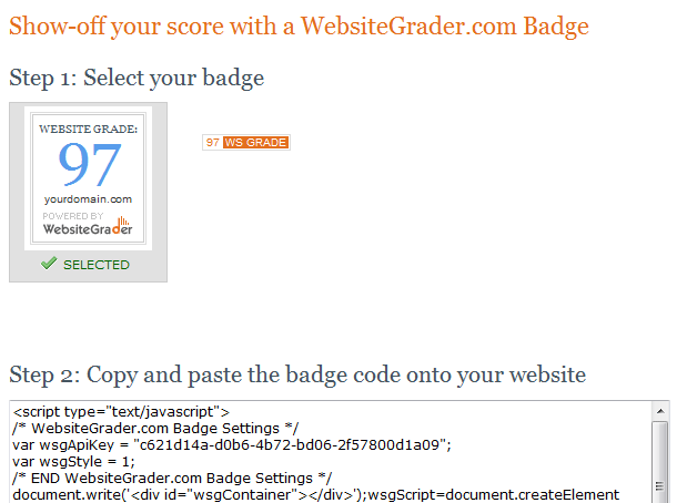 웹사이트분석 Website Grader 뱃지(Badge)